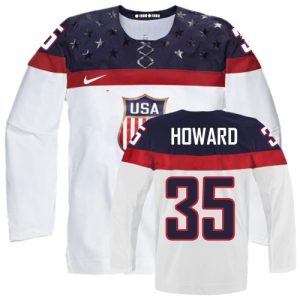 Olympic Hockey Jimmy Howard Authentic Herren Weiß – Team USA #35 Heim 2014